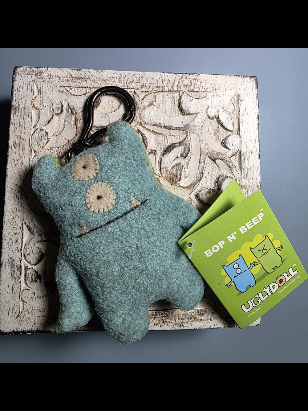 Vintage 2004 UglyDoll Bop N' Beep Plush Keychain - Teal Green